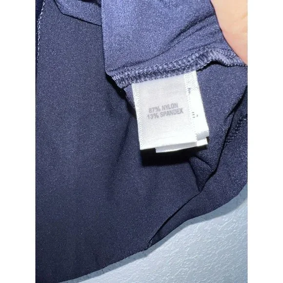 ST.JOHN Basic Shirt Navy Blue Mock Neck Turtle Neck NWTS $195 New Stretchy T - Picture 6 of 10